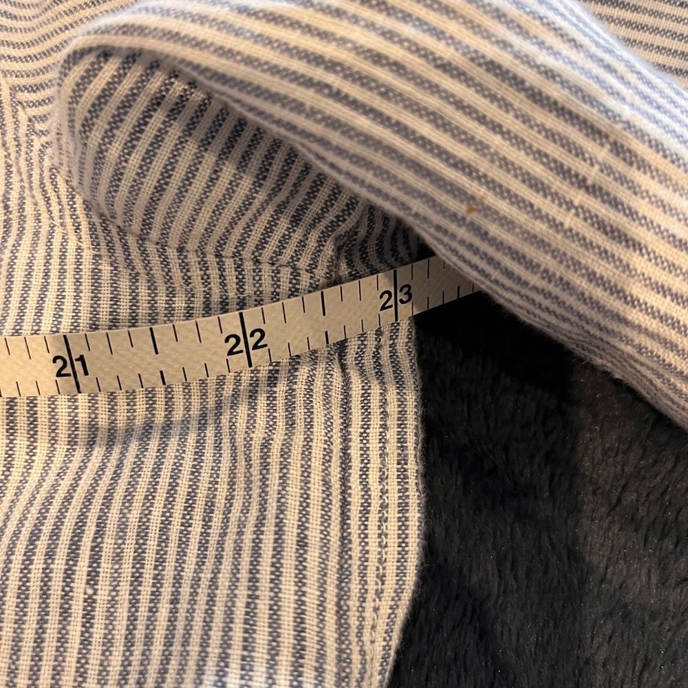 Quince 100% European Linen Shirt Dress Medium Blue White Pinstriped EUC Striped - Picture 12 of 12